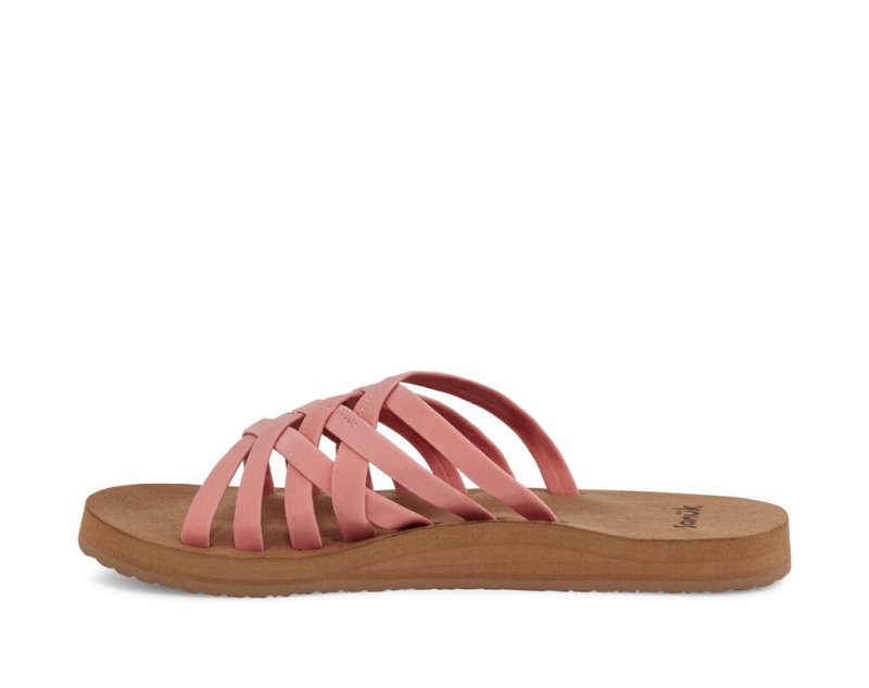 Sanuk Rio Slide Women's Flip Flops Pink / Brown | Canada 100JPQ